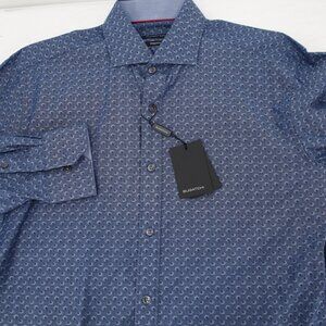 NWT bugatchi shirt Mens medium shaped fit long sleeve button up cotton embossed